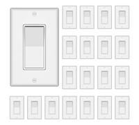 ThunderWay Single Pole Decorator Wall Light Switch with Wall Plate, 15A 120V/277V, On/Off Paddle Switch, Residential Grade - UL Listed, White (20)