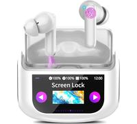 Thunelec Wireless Earbuds, 48H Smart Touch Screen Bluetooth 5.4 Headphones In Ear, ANC/ENC Noise Cancelling Mic Bluetooth Earbuds, 5 EQ Modes, HiFi Stereo Ear Buds, IPX7 Waterproof Earphones White