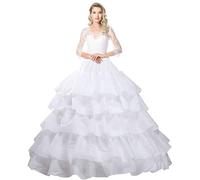Thupmuk Petticoat for Women Crinoline Underskirt 4 Hoops Skirt 5 Ruffles Layers Ball Gown Half Slips Under Dress for Women Wedding Dress, White, One Size