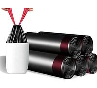 Thurbo 5 Rolls 20L Bin Bags Liners Drawstring Trash Bag, Handle Waste Bags, 75 Garbage Bag, Super Strong, Anti-drip Unscented, 45 × 50 cm （Black）