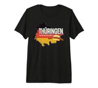 Thuringia Germany Retro Federal State Map Vintage Souvenir Premium T-Shirt