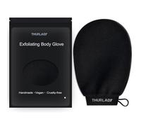 THURLADY Exfoliating Glove, Korean Exfoliating Mitt, Body Exfoliator Glove, Body Scrubber Exfoliator, Bath Shower Scrub Gloves, Self Tan Remover, Smooth Skin, Keratosis Pilaris Removal (Black)