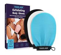 THURLADY Korean Exfoliating Mitt, Deep Exfoliating Glove, 3pc Body Exfoliator Glove, Body Scrubber Exfoliator, Bath Shower Scrub Gloves, Self Tan Remover, Smooth Skin, Keratosis Pilaris Removal