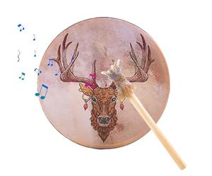 THURMAMI SAMANICA - SAMANO INK DRUM WITH DEER HEAD DESIGN SPIRITUAL PERCUSION TOOL | Sacred Sound Healing Instrument for Meditation, Ancestral Music, The