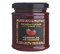 Thursday Cottage Strawberry Jam with Champagne 1x210g, Luxury Small Batch Fruit Preserve, Vegan Vegetarian Coeliac Friendly, Nut Free Factory