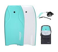 THURSO SURF 42'' Bodyboard Body Boards for Beach Lightweight PE Core IXPE Deck HDPE Bottom FRP Stringers Body Boards Double Swivel Board Leash and Carrying Bag Lightning Turquoise