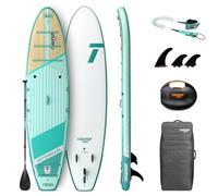 THURSO SURF Inflatable Stand Up Paddle Board All-around SUP Waterwalker 126 10'6×31''×6'' Deluxe Package | Carbon Shaft Paddle | Roller Backpack | Rechargeable Electric Pump | Coiled Leash (Turquoise)