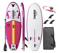 THURSO SURF Prodigy Junior Kids Inflatable SUP Stand Up Paddle Board 7'6 x 30'' x 4'' TWO LAYER Includes Adjustable CARBON Shaft Paddle/3 Fins/Leash/Duffle Bag/NO PUMP INCLUDED (Magenta)