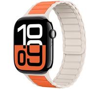 THWALK Magnetic Link Solo Loop Sport Silicone Bands Compatible with Apple Watch Ultra 3/2/1 49mm, Series 11/10 46/42mm, 9/8/7 45/41mm, SE 6/5/4 44/40mm, 3/2/1 42/38mm for Women Men (Starlight Orange