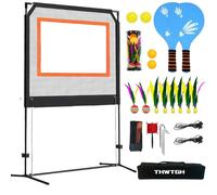 THWTGH Paddle Game with Net, Similar to Badminton, Pingpong, and Jianzi, All-in-1 Set for Master Pickleball Practice Board, Easy Setup Net for Indoor & Outdoor
