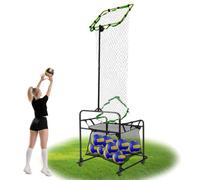 THWTGH Volleyball Setter Trainer Net Adjustable Height and Angle Home Volleyball Trainer Net with Wheels and Collection Bag