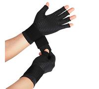 Thx4COPPER Compression Arthritis Gloves with Strap - Copper Infused - Fingerless Glove Hand Wrist Support for Carpal Tunnel, Arthritis, RSI, Tendonitis, Hand Pain Relief - Men/Women Pair，S&M