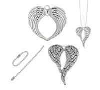 THXFUNAREA 2 Pieces Car Rear View Mirror Pendant Angel Wings Silver Hanging Car Decoration for Interior Guardian Angel Ornament for Hanging Spiritual Car Accessories Gift for Women Men Drivers