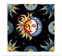 THXFUNAREA Oracle Tarot Card Mat Sun and Moon Altar Table Cloth Accessory for Fortune Telling Pendulum Divination Great for Beginning Practice 50cm x 50cm