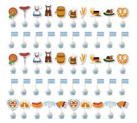 THXFUNAREA Pack of 50 Oktoberfest Cupcake Toppers, German Beer Festival Dessert Decoration, Oktoberfest Cake Decoration, Bavarian Party Accessory, Ideal for Beer Festival and Parties