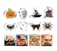 THXFUNAREA Set of 8 Cookie Cutters + 100 Halloween Candy Bag, Cookie Cutters Halloween Set, Stainless Steel, for Halloween Ghost, Bat, Pumpkin, Cat, Spider, Tombstone, etc