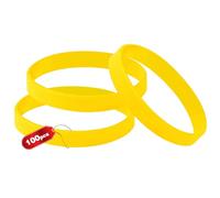 THXIY 100PCS Blank Silicone Wristbands Elastic Universal Bracelets Rubber Wholesale Bracelet bands bulk for Adults Men Women Yellow