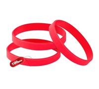 THXIY 100PCS Blank Silicone Wristbands Elastic Universal Bracelets Rubber Wholesale Bracelet bands bulk for Adults Men Women Red