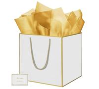 THXIY 11.8'' Elegant Square Gift Bag with Gold Edges, 30cm Extra Large Gift Bag Bags for Presents Big Paper Bag with Tissue Paper Cards, Wedding Birthday Party Present Bridesmaid Gift Gifts Bag 1PCS B