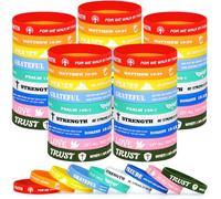 THXIY 54 PCS Bible Silicone Wristbands, Christian Inspirational Faith Bible Verses Rubber Bracelets Wristbands Bracelet for Motivational Sayings Religious Gifts Men Women Teenage B Style