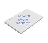 ThxMadam A5 Blank Paper 6 Hole Ring Binder Refills Paper NO-Lined 100 GSM Thick Inserts Page 100 Sheets Paper/200 Pages for Standard 6 Hole Refillable Notebook A5 Writing Travel Journal Diary