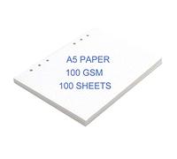 ThxMadam A5 Dotted Paper 6 Hole Ring Binder Refills Paper Blank 100 GSM Thick Inserts Page 100 Sheets Paper/200 Pages for Standard 6 Hole Refillable Notebook A5 Writing Travel Journal Diary