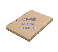 THXMADAM A5 Kraft Paper 6 Hole Ring Binder Refills Paper Blank 100 GSM Thick Inserts Page 100 Sheets Paper/200 Pages for Standard 6 Hole Refillable Notebook A5 Writing Travel Journal Diary Sketchbook