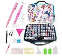 ThxMadam Diamond Painting Storage Case Tools Bag with Diamond Art Accessories Kits 70 Slots Bead Boxes (30 Cylinder + 40 Square Tube) Resin Drill Pen Set Precision Ceramic Pen Stainless Steel Tweezer