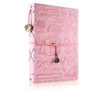 ThxMadam Pink Leather Scrapbook Photo Album Vintage Wedding Guest Book Memory Book with 60 Black Pages Present for Birthday Christmas Mother's Day Gift for Teacher Student Kids Friend Wife Mum Aunt