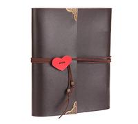 ThxMadam Scrapbook Photo Album Vintage Leather DIY Memory Book Wedding Guest Book with 60 Black Pages Present for Christmas Valentines Anniversary Mothers Day Birthday Gift for Mum Dad Friend