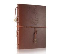 ThxMadam Vintage Notebook A5 Leather Cover Writing Notebook Loose Leaf Travel Journal Diary Refillable Sketchbook with 200 Kraft Pages/100 Sheets and 1 PVC Zipper Pocket Gift for Man Woman Student