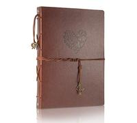 ThxMadam Vintage Notebook A5 Leather Cover Writing Notebook Loose Leaf Travel Journal Diary Refillable Sketchbook with 200 Kraft Pages/100 Sheets and 1 PVC Zipper Pocket Gift for Man Woman Student