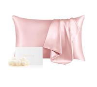 THXSILK 100% Mulberry Silk Pillowcase for Hair and Skin, Concealed Zipper, Both Sides Grade 6A+ Silk, Organic Silk Pillowcase Standard Size 20x26 inches, 1PC, Light Pink