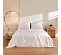 THXSILK 100% Pure Mulberry Silk Duvet Cover Set 3 Piece, 6A+ Grade Luxury Soft Bedding Silk Sheets for Hair and Skin, 1 Pcs Duvet/Quilt/Comforter Cover with 2 Zippered Pillowcases (Cream White, King)