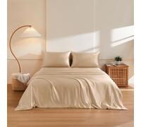 THXSILK 100% Pure Mulberry Silk Duvet Cover Set 3 Piece, 6A+ Grade Luxury Soft Bedding Silk Sheets for Hair and Skin, 1 Pcs Quilt/Comforter Cover with 2 Zippered Pillowcases (Champagne, Queen)