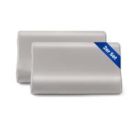 THXSILK 19 Momme Set of 2 Silk Cushion Covers for Contour Memory Foam Pillow Latex Cervical Mulberry Silk Neck Pillow, Hypoallergenic, Washable (50 x 30 x 10/7 cm (Pack of 2), Grey)