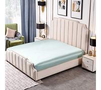 THXSILK 25 Momme Silk Fitted Sheet, 100% Mulberry Silk Bedding Fitted Sheet, Light Coffee Silk Flat Sheet for Standard Mattress, Silk, light blue, 160x200+30cm