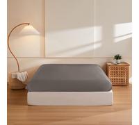 THXSILK Bedding Silk Fitted Sheet Queen Size with Deep Pocket, 6 Top Grade 100% Pure Mulberry Silk, 1 Fitted Sheet Only, Charcoal