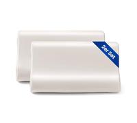 THXSILK Set of 2 Mulberry Silk Cushion Covers for Contour Memory Foam Cushion Latex Cervical 19 Momme Silk Pillowcase Hypoallergenic Washable (50 x 30 x 10/7 cm (Pack of 2), Natural White)