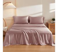 THXSILK Silk Sheet Set, 6 Top Grade 100% Natural Mulberry Silk Bed Sheets, 4Pcs Luxury Bedding Sets - Ultra Soft Durable, 1 Fitted Sheet, 1 Flat Sheet and 2 Pillow Shams (King, Purple)