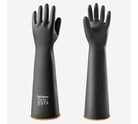ThxToms Chemical Resistant Gloves,Reusable Heavy-Duty Rubber Gloves, Resist Strong Acid, Alkali and Oil, 22", 1 Pair