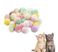 Thxutm Cat Toy Balls, 50Pcs Premium Soft Pom Pom Balls for Kittens, 1,2'' Funny Interactive Cat Pompom Toys for Bored Indoor Cats Playing Plush Balls for Craft DIY Decorations, Cute Kitten Kitty Toys