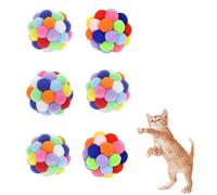 Thxutm Cat Toys 6PCS - 1.97" Soft Plush Balls for Kittens & Indoor Cats | Machine-Washable Fuzzy Chew Toys, Noiseless Squeeze Play with Vibrant Colors, Durable Kitten Toy Balls (Multicolor)