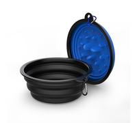Thybx Dog Bowl Pet Collapsible Bowls Slow Feeder Dog Bowls, 2 Pack for Cats Dogs 34 oz, Portable Foldale Pet Water Food Feeding Dishes for Walking Hiking Traveling with 2 Carabiners (Blue+Black)