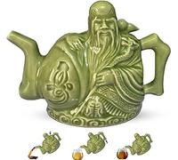 ThyggzjbsMagic Assassins Teapot, Handmade Chinese Ceramic Tea Kettle, One Pot Three Drinks,Two Hearts Teapot, Drink Dispenser,16oz