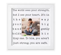 THYGIFTREE First Fathers Day Gift from Wife - New Dad Picture Frame for Nursery - Big Hand Tiny Hand Photo Display - Sentimental Husband Push Present - You Are Safe Keepsake - 9.5 Inch Square