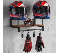 THYGIFTREE Helmet Holder for 2 Helmets, Helmet Rack Wall Mount Motorcycle Helmet Stand with 4 Hanging Clips，Versatile Motorbike Accessories Storage for Motorbike, Football, Baseballs, Rugby Helmet
