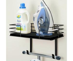 THYGIFTREE Ironing Board Hanger Wall Mount, Ironing Board Holder with Shelf,Laundry Room Iron and Ironing Board Holder, Laundry Room Organization and Storage (Dark Grey)