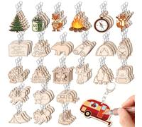 Thyle 120 Pcs Camp Craft Color Your Own Keychains DIY Craft Wooden Blank Keychains for Sunday School Classroom Home Active Party Favors Gifts