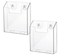 Thyle 2 Pcs Acrylic Brochure Holders Suction Cup Display Racks Wall Window or Glass Mount Clear Organizer Brochure Hanging Pamphlet Holder for Flyer Magazine File Display Book (8.7" X 8.7" X 2")